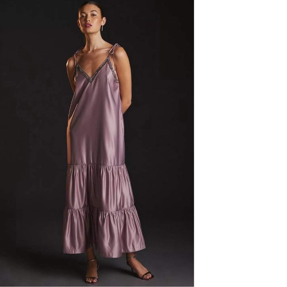 Anthropologie Druv Kapoor Tiered V-Neck Dress Small NWT